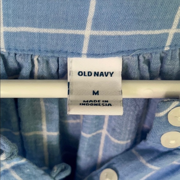 Old Navy Poplin Checked Chambray Top - Picture 3 of 4